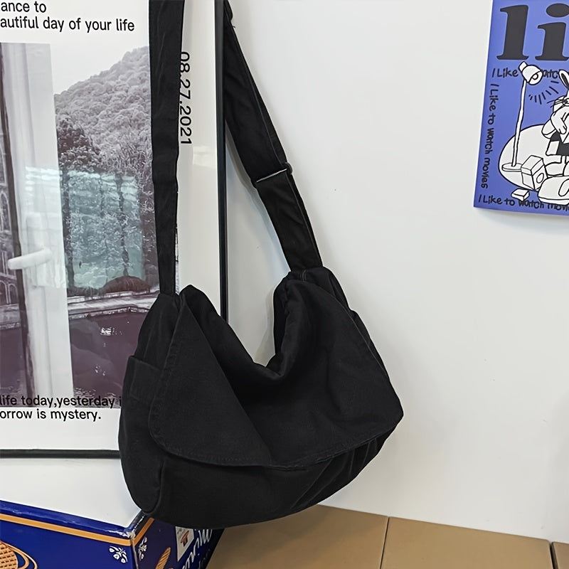 Large Capacity Canvas Messenger Bag, Sports Casual Crossbody Bag